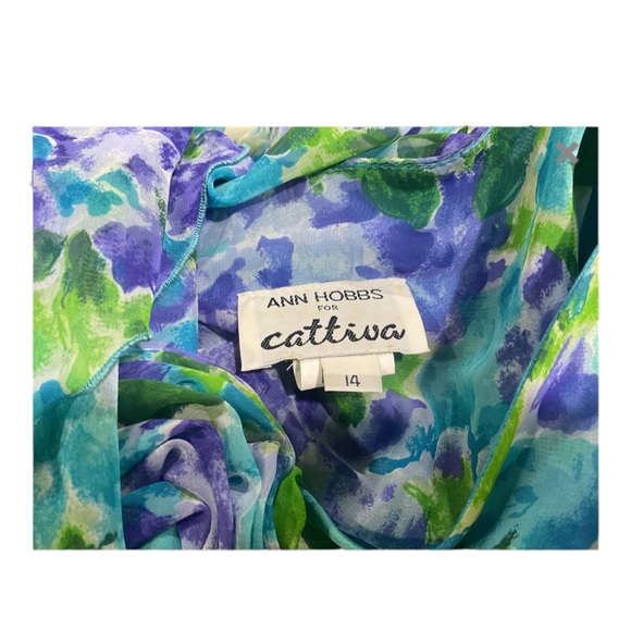 Ann Hobbs for Cattiva Floral Tiered Chiffon Dress Size 14 - Picture 5 of 5